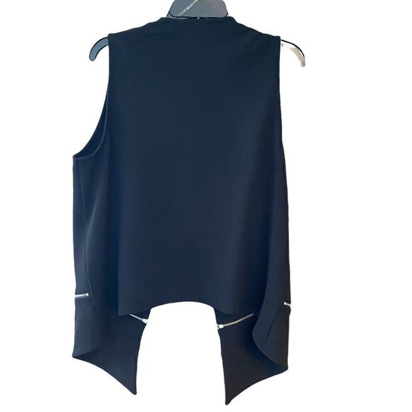 Melissa Paige Sz L NWT Black Open Metal Zipper Moto Music Concert High Lo Vest - Picture 2 of 7
